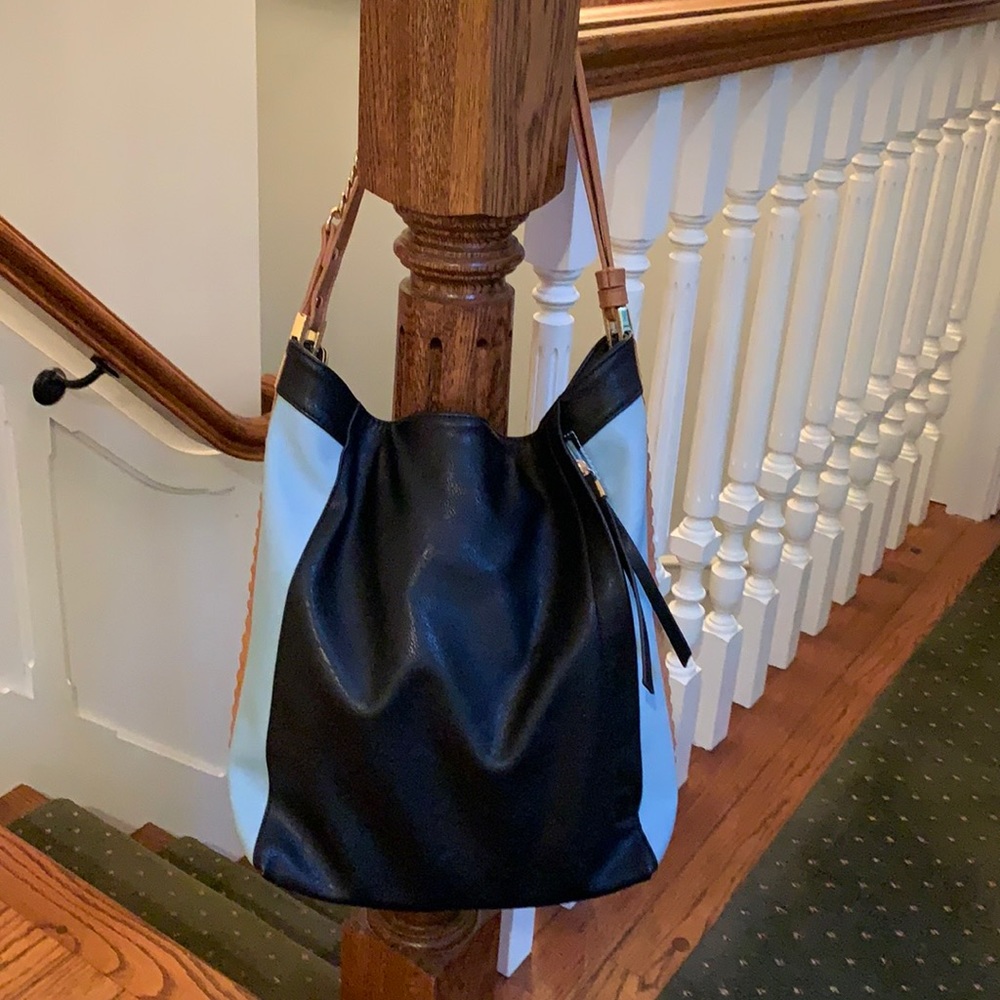 Black leather shoulder bag